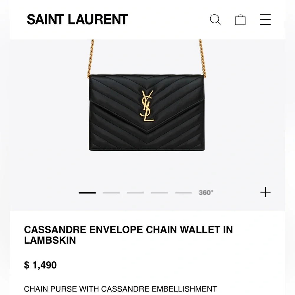 YSL Cassandre envelope flap wallet on chain - Picture 15 of 16